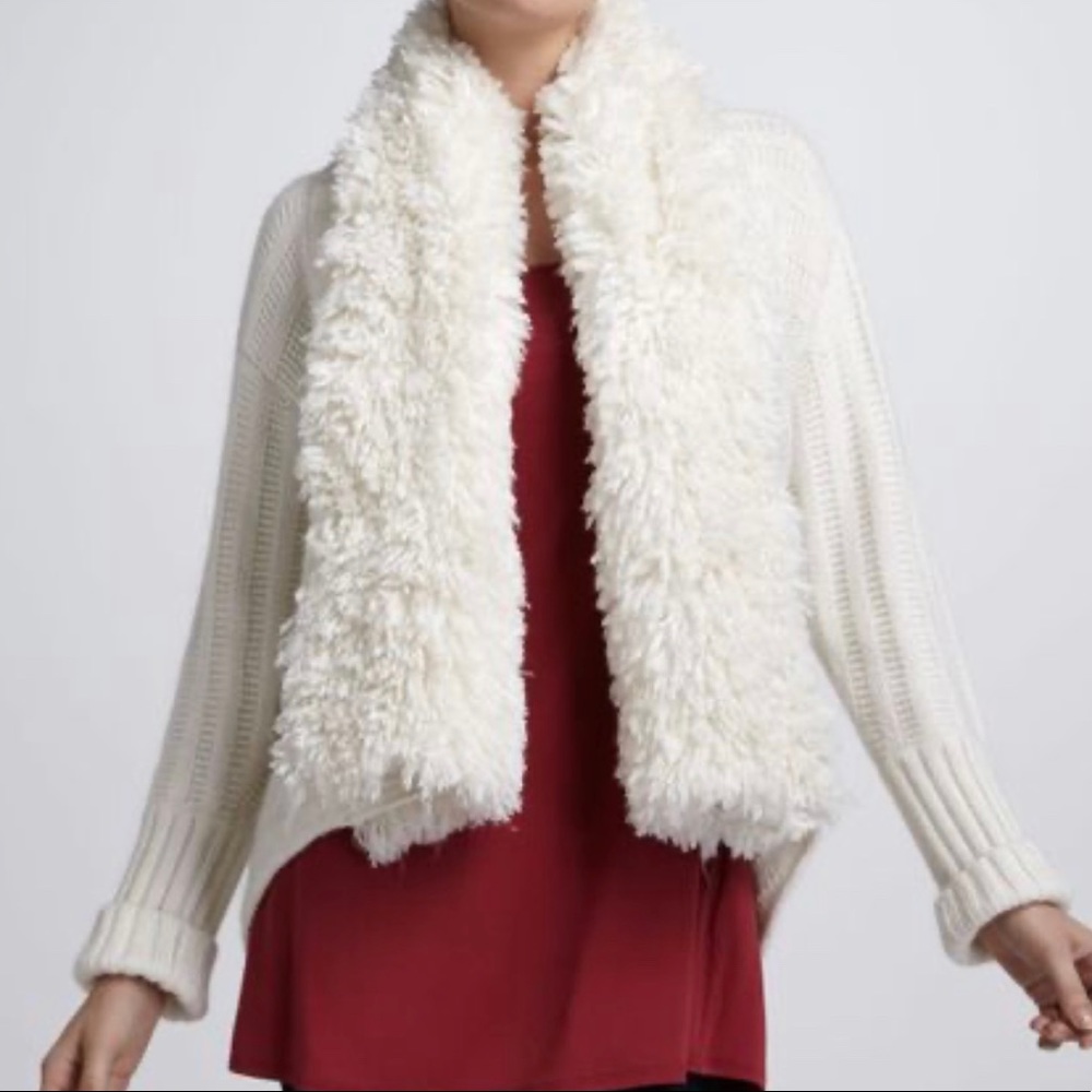 LAUREN HANSEN Fauxshearling Cardigan in Dove Ivory